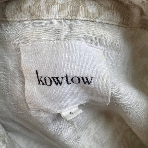 Kowtow Cream Shirt Cotton Floral Boxy Collared Cap Sleeve Button-Up Size Small S - Picture 5 of 7